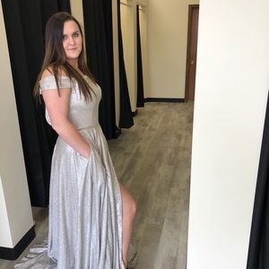 Malia rose silver sparkle prom dress